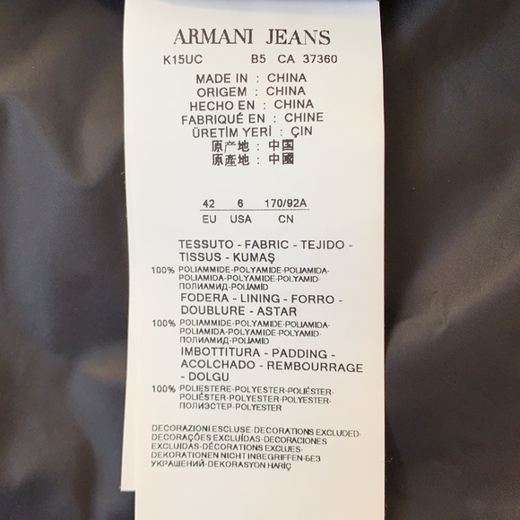 ❤️❤️Armani Jeans black quilted coat with detachable collar size S❤️❤️ - Picture 12 of 13